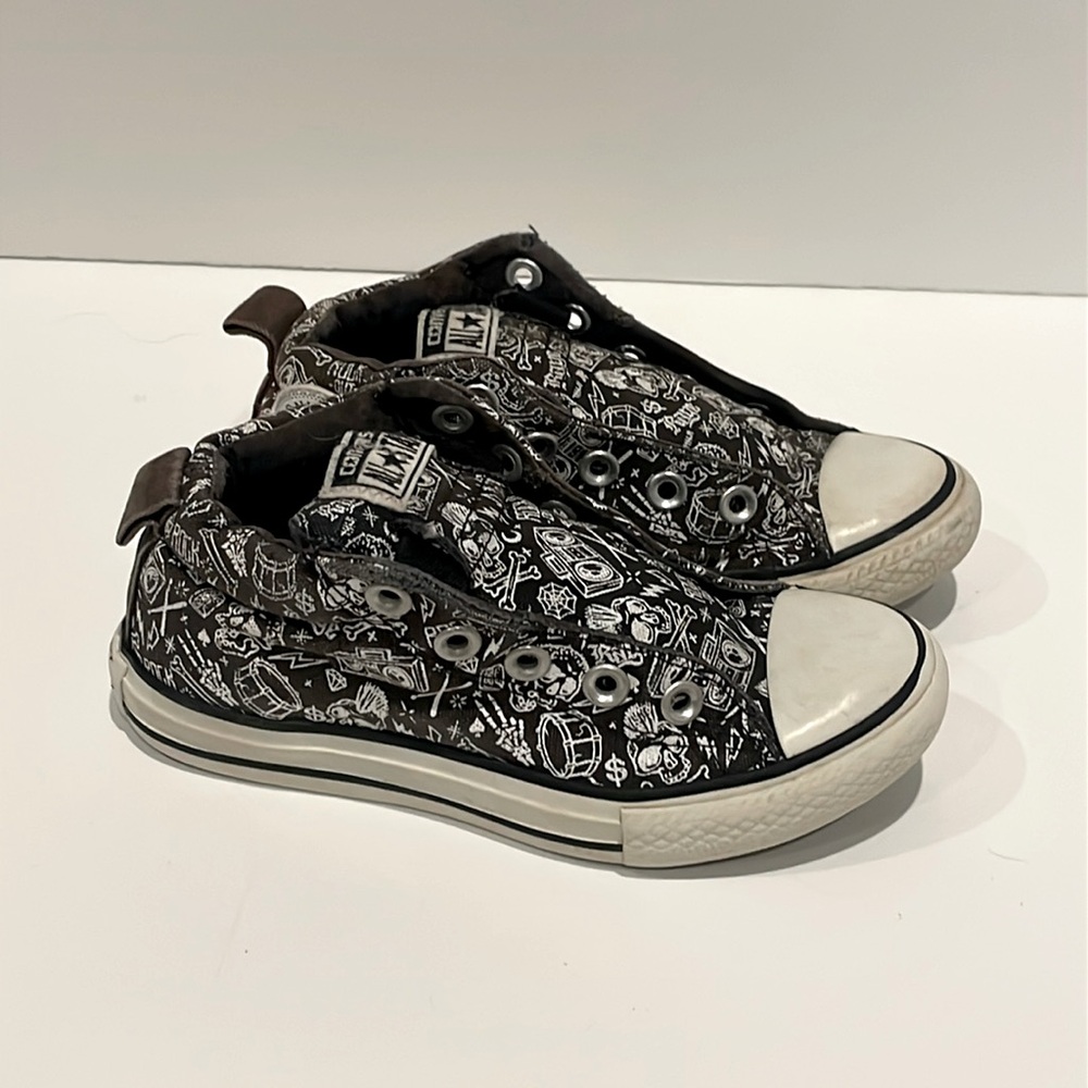 Converse All Star high top sneakers slip on boom box pirate rock out shoes